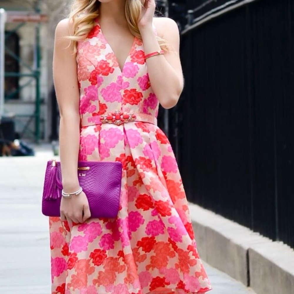 Jacquard Betty Draper floral dress size 10